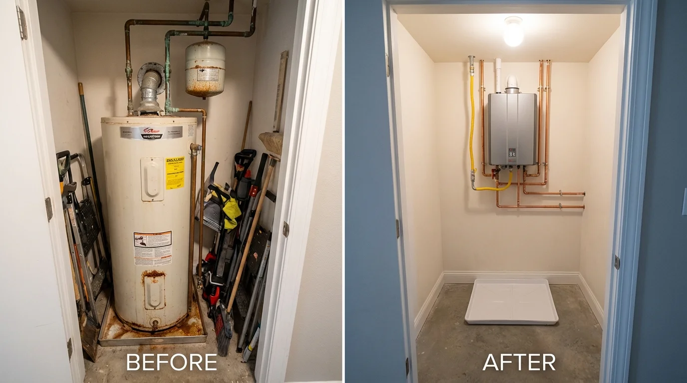 Tank water heater versus wall-mounted tankless unit comparison for Covington, KY homeowners