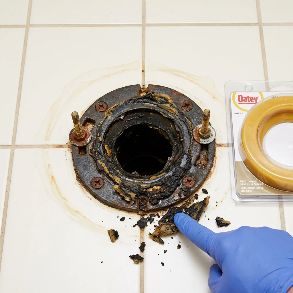 Failed wax ring showing water seepage at the base of a toilet in a Covington, KY home